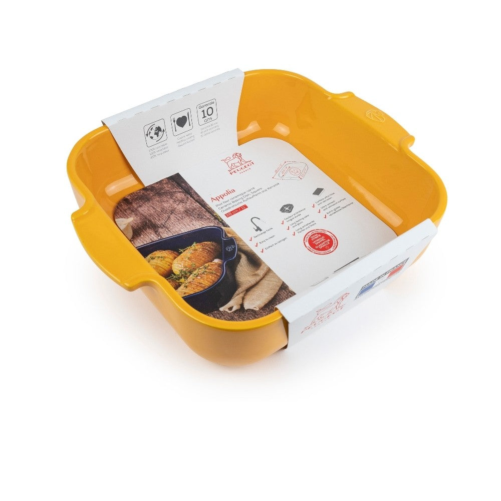 Peugeot Appolia uunivuoka, neliö, 21 cm, keltainen