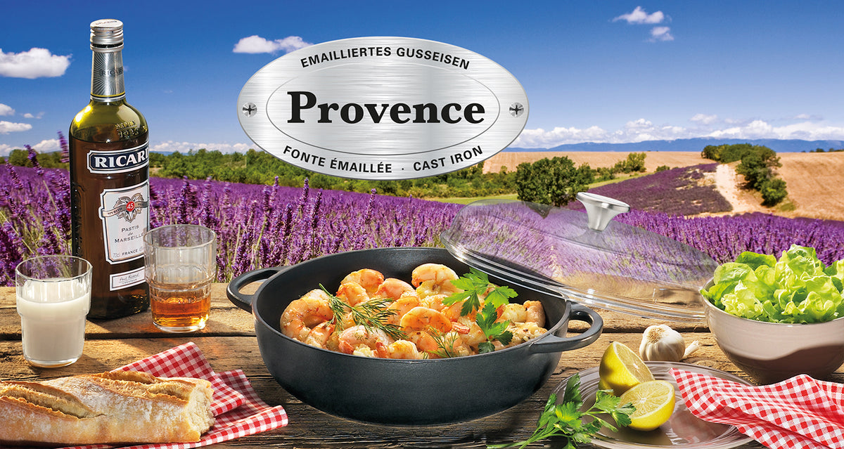 Küchenprofi Provence valurautakasari lasikannella 24 cm/2,5 l musta